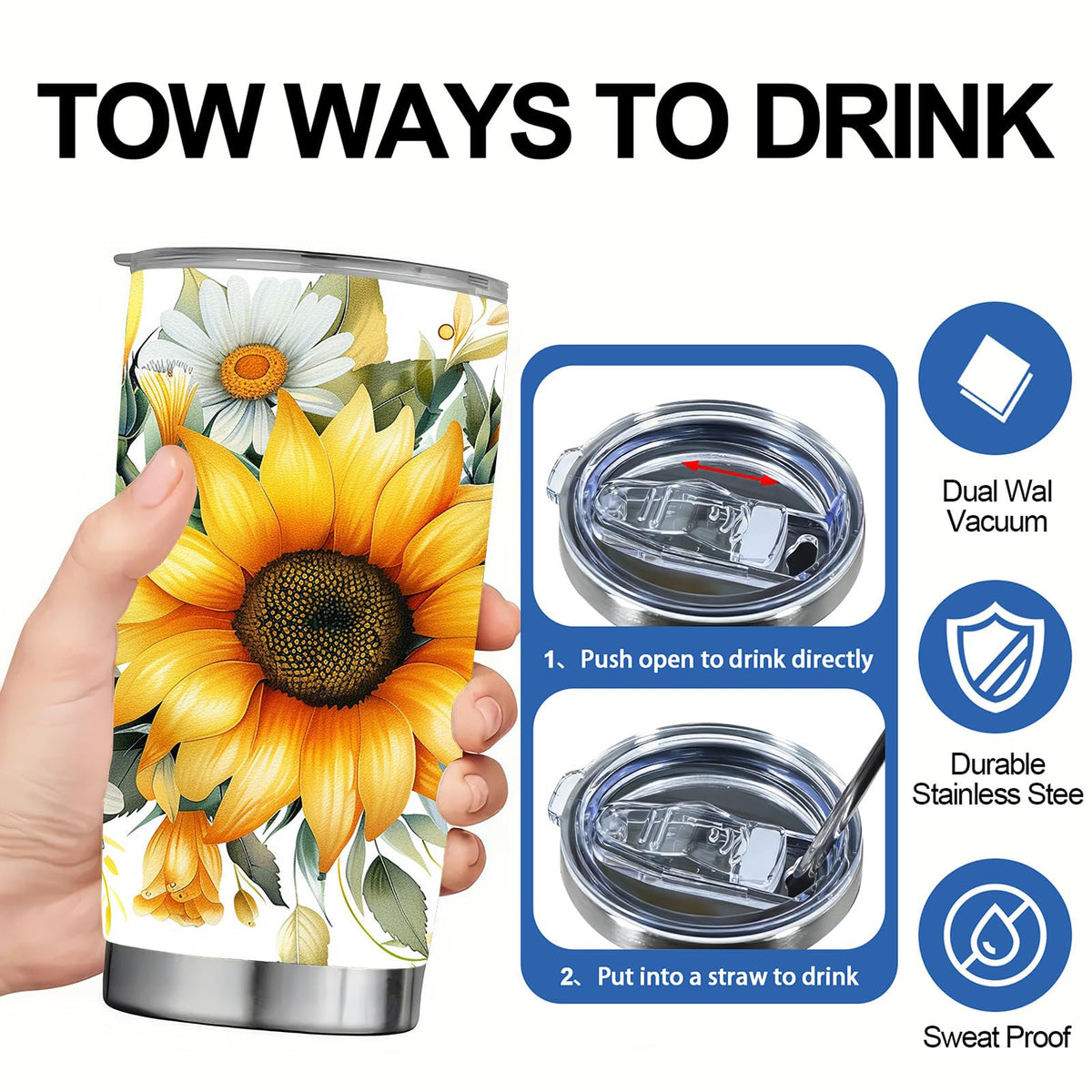 20 oz Sunflower Tumbler Cup P18904