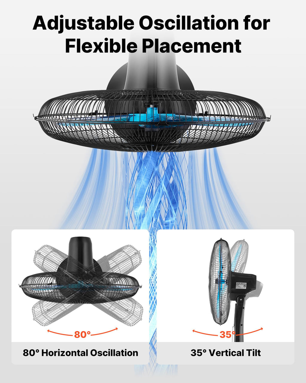18-Inch Pedestal Fan with Remote Control, 9 Speeds, Oscillating, Black I57164