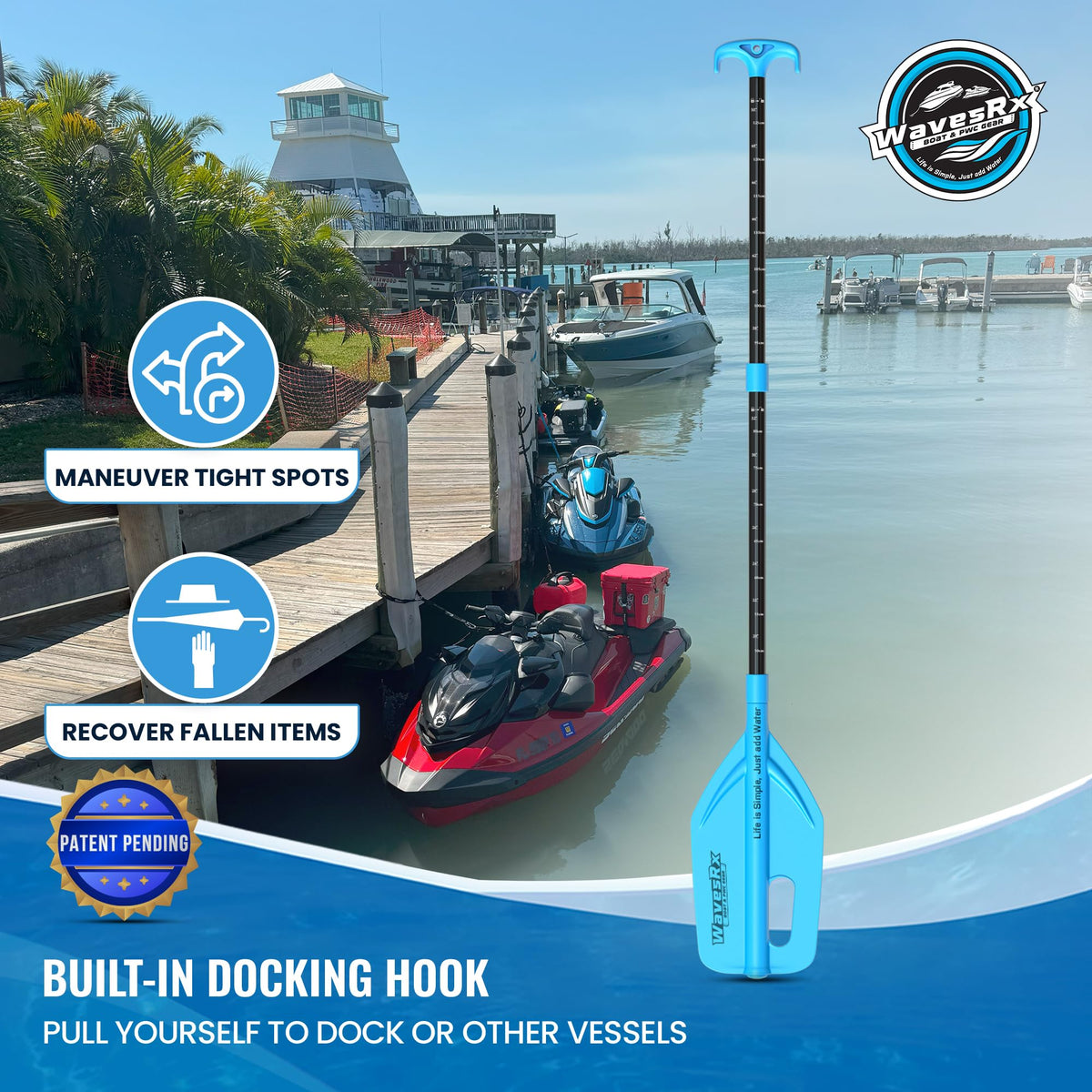 Telescoping Paddle with Docking Hook & Depth Gauge V313