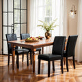 Black Faux Leather Upholstered Dining Chairs Set of 4 with Wood Legs G696695