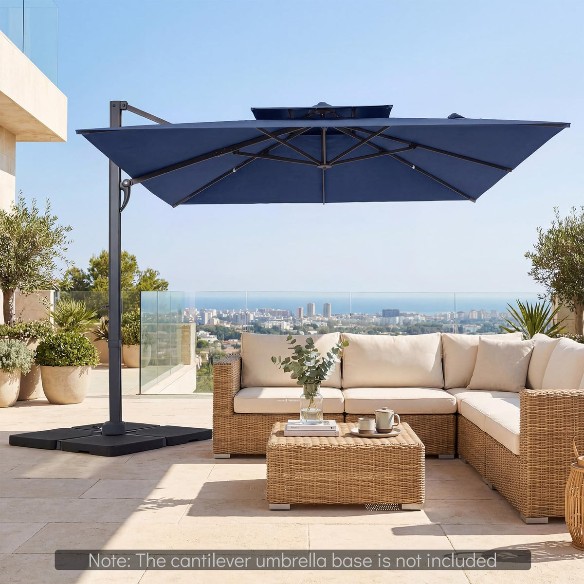 10 FT Navy Blue Cantilever Patio Umbrella U6788