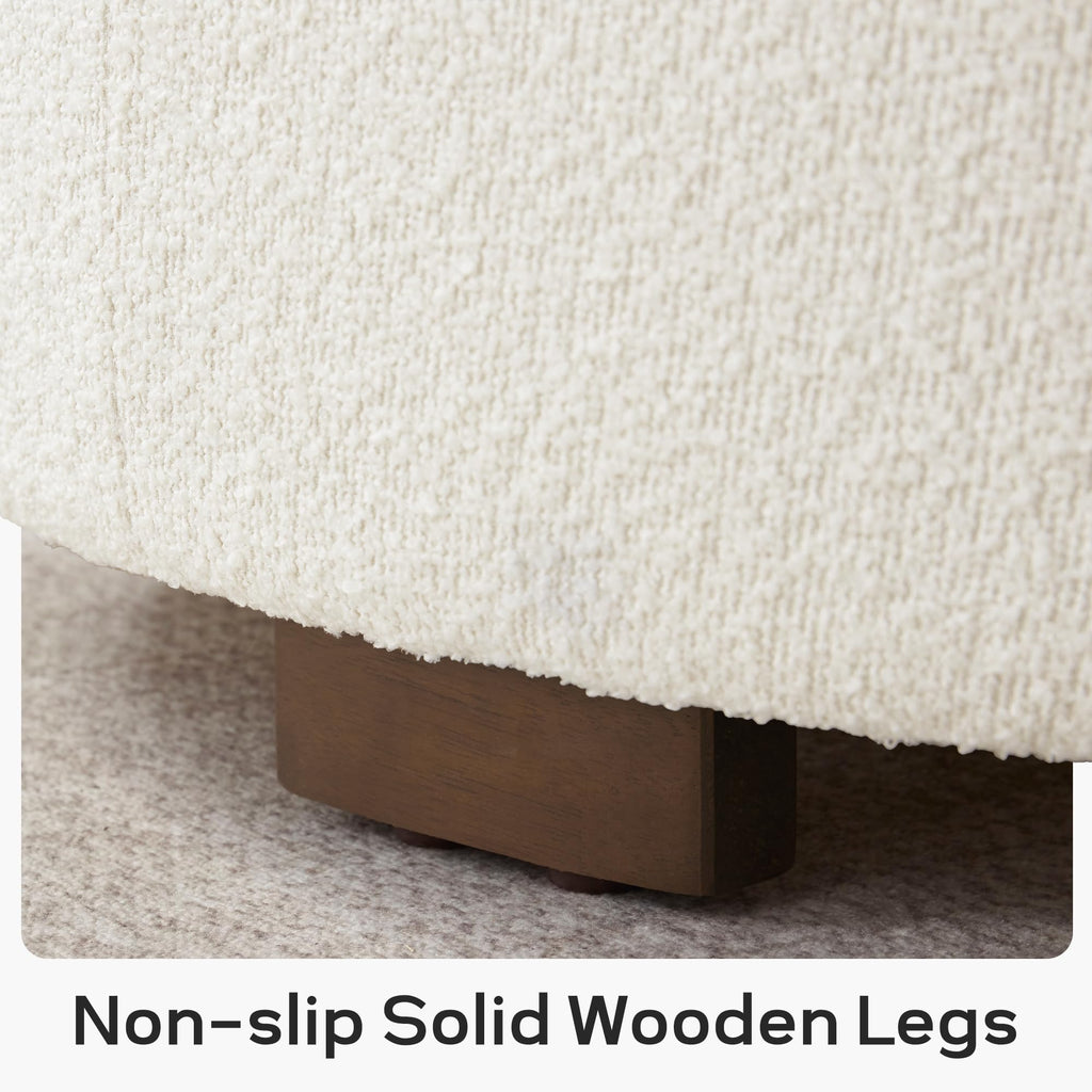 30 Inch Round Boucle Storage Ottoman D557