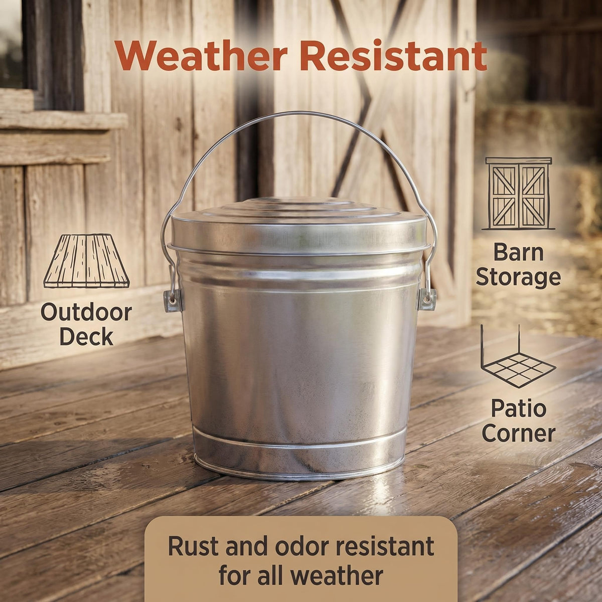 6 Gallon Galvanized Steel Storage Container with Locking Lid Y23925