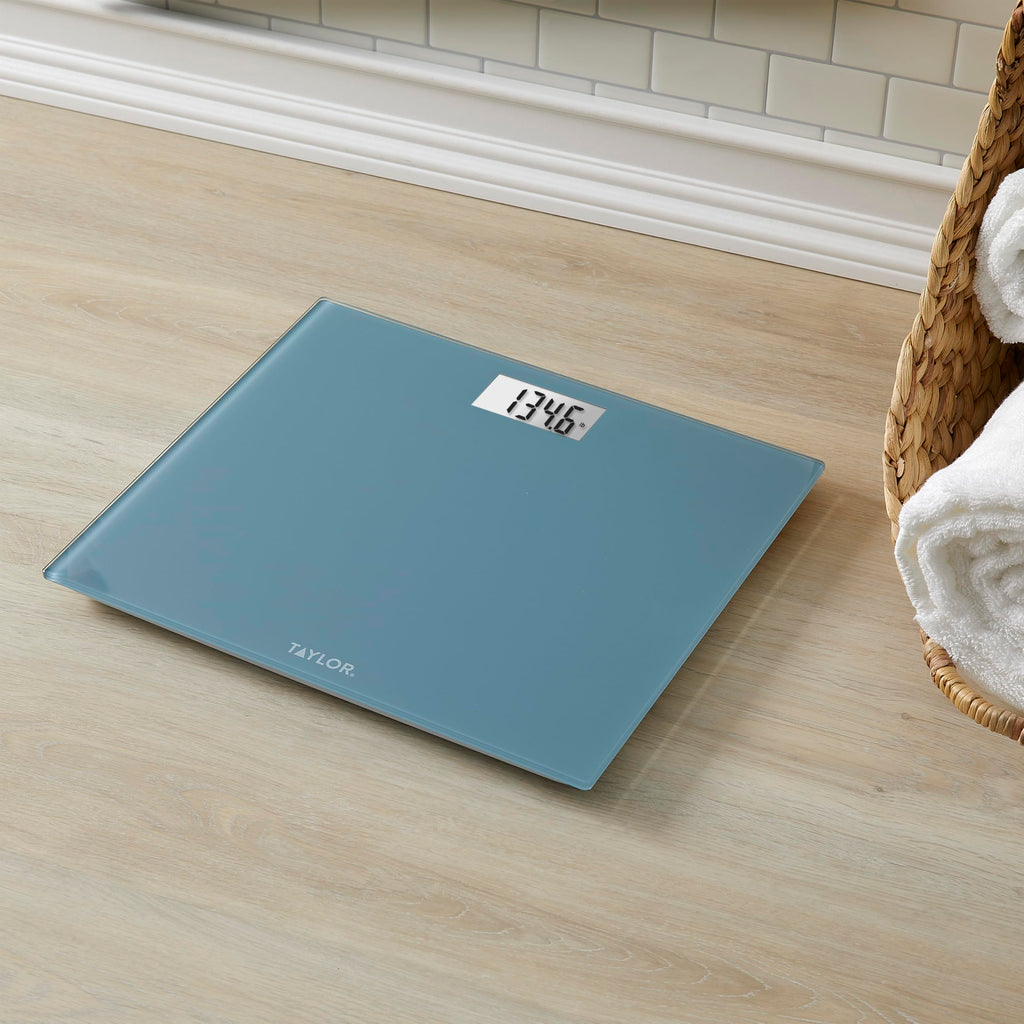 Digital Scale, Extra-Wide 13x15 Glass Platform, Slate Blue M252