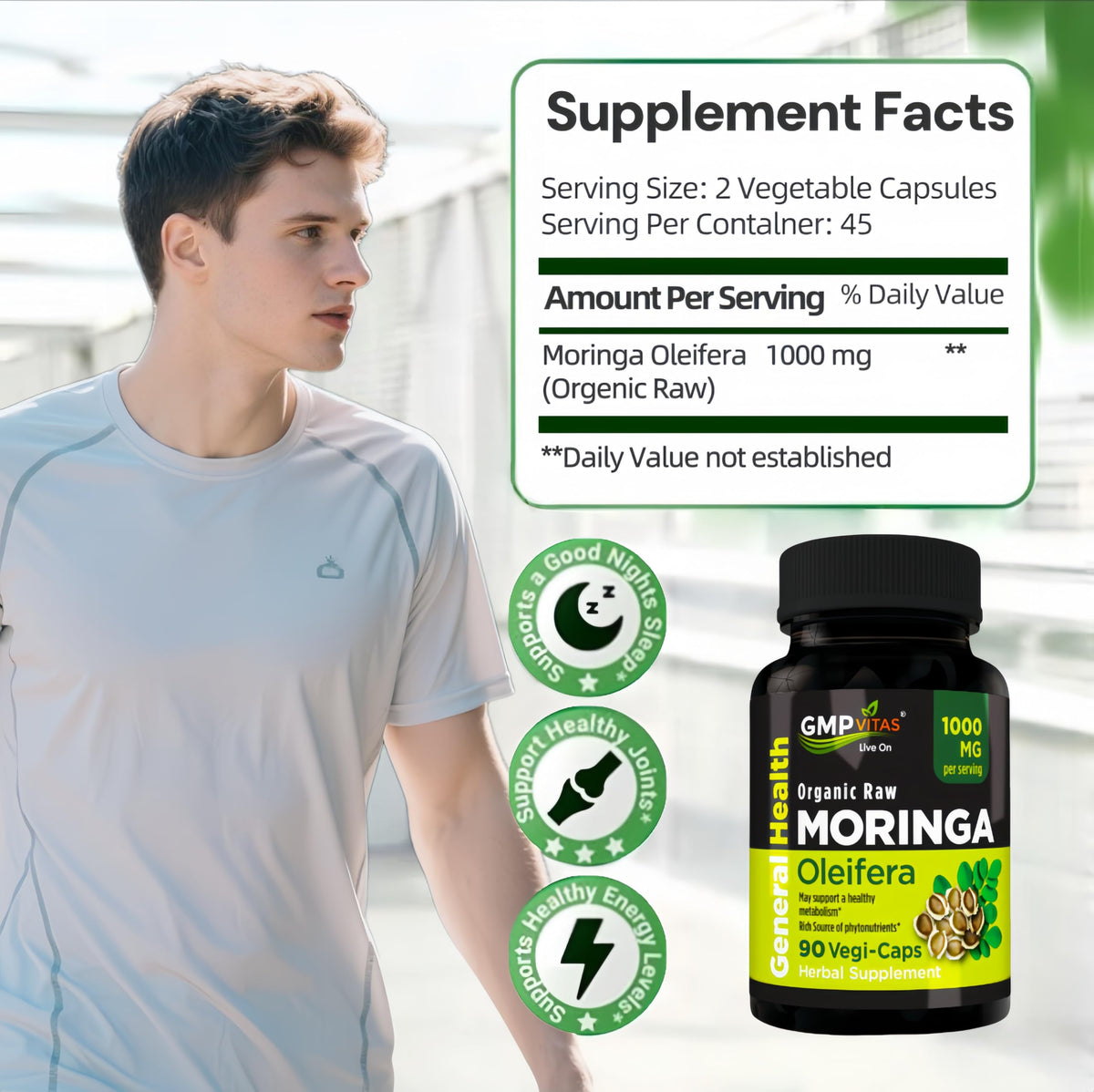 Organic Moringa Capsules 1000mg V7458