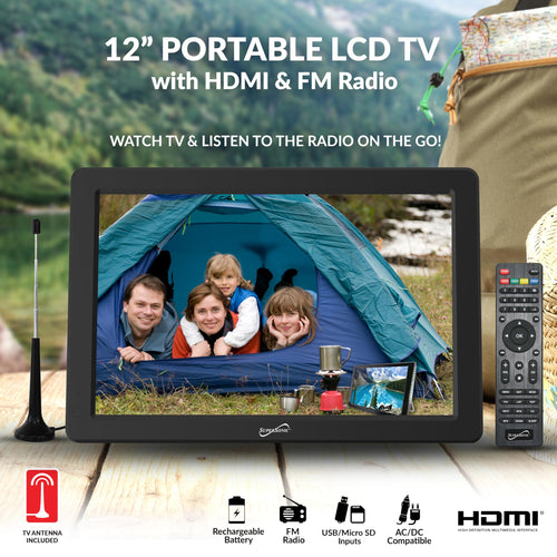 12-inch Portable LED TV with Rechargeable Battery and Remote Control K2820