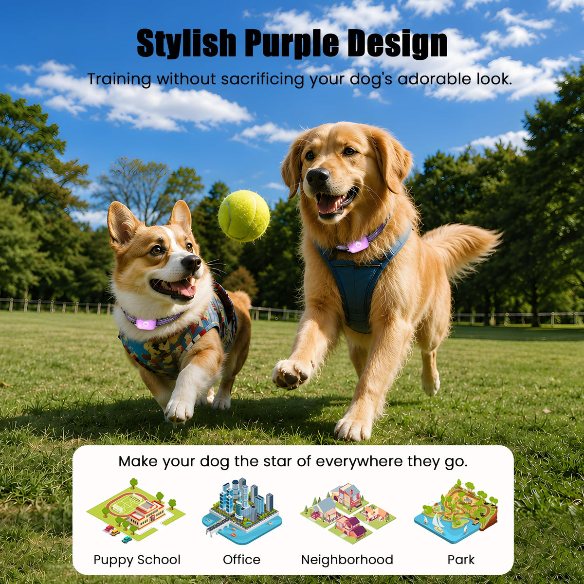 Dog Training Collar with Remote Purple R145385
