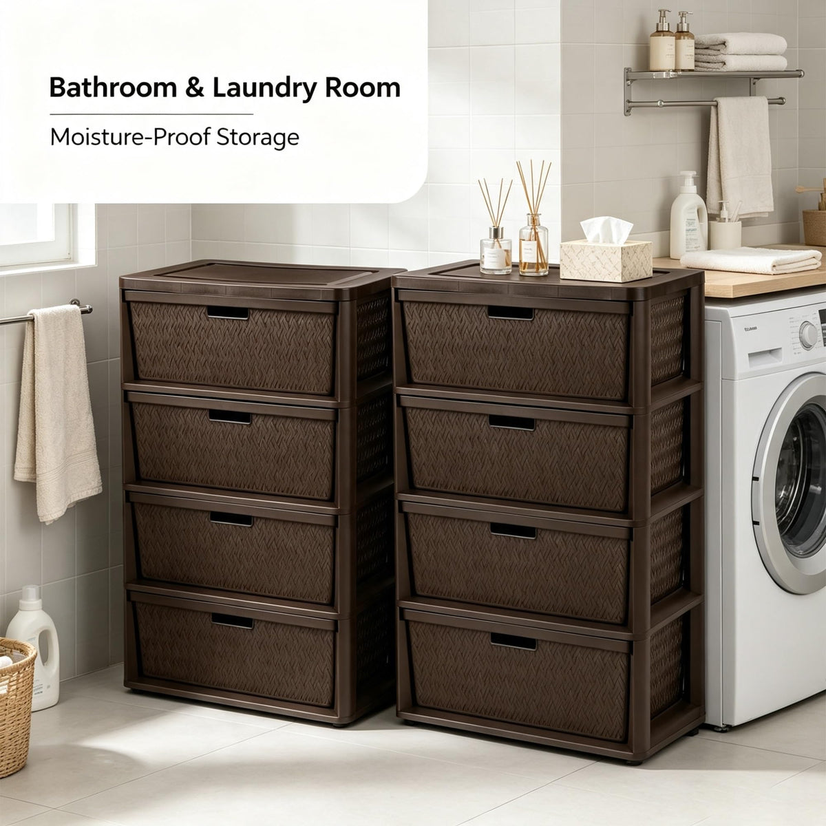 2 Pack Wide 4 Drawer Plastic Storage Tower B46580