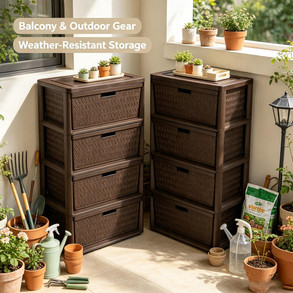 2 Pack Wide 4 Drawer Plastic Storage Tower B46580