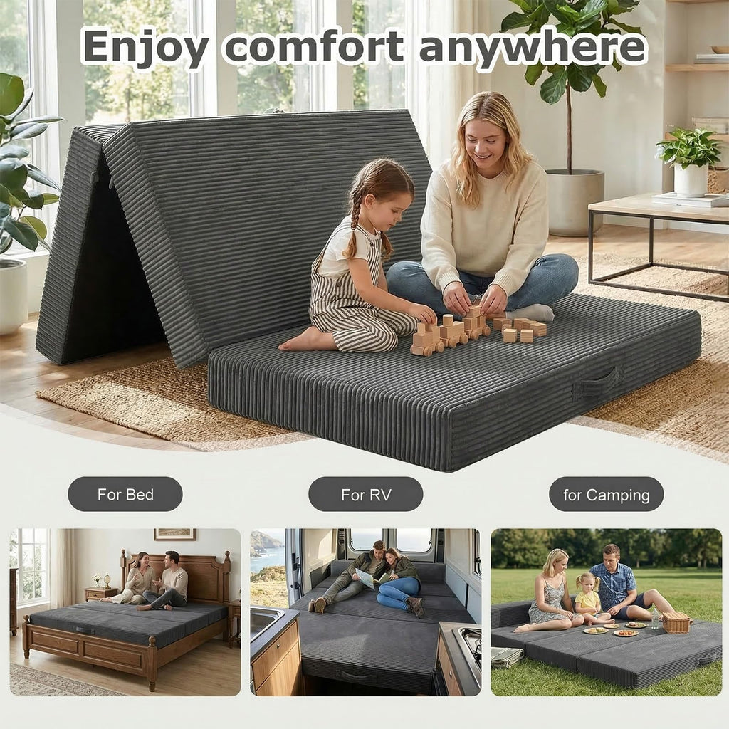 6 inch Tri-Folding Full Size Grey Mattress B574