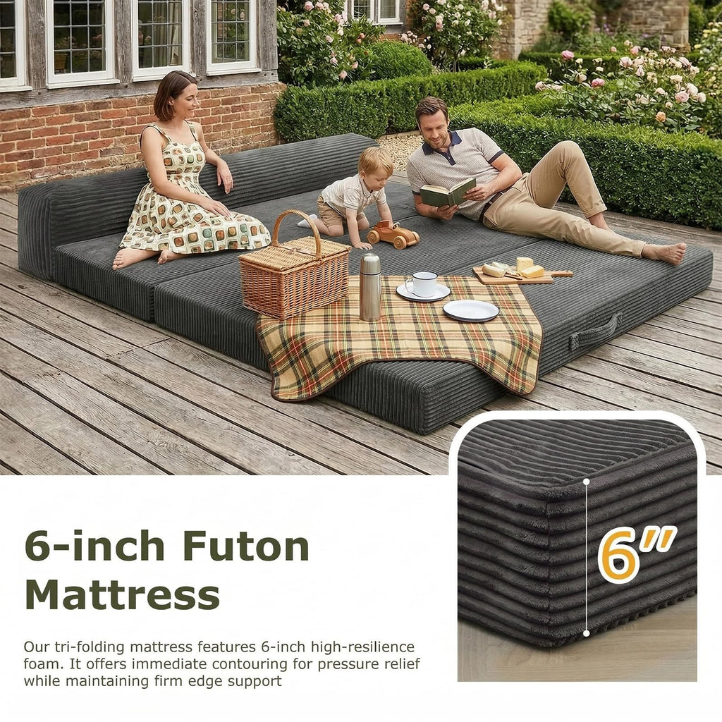 6 inch Tri-Folding Full Size Grey Mattress B574