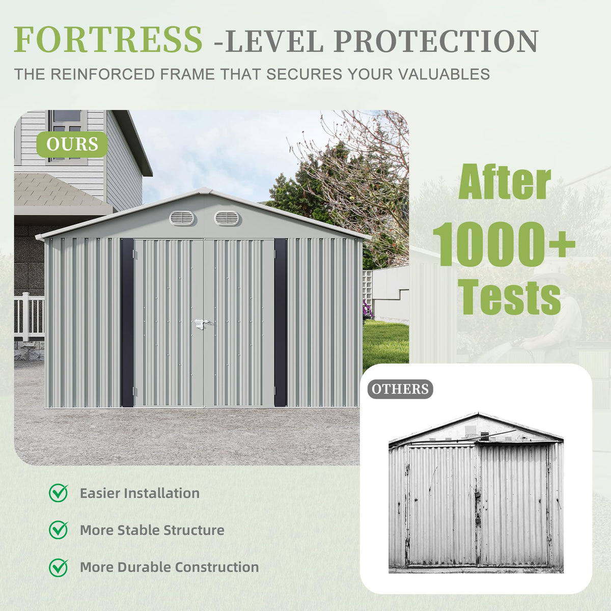 10x12 FT White Metal Storage Shed U96961