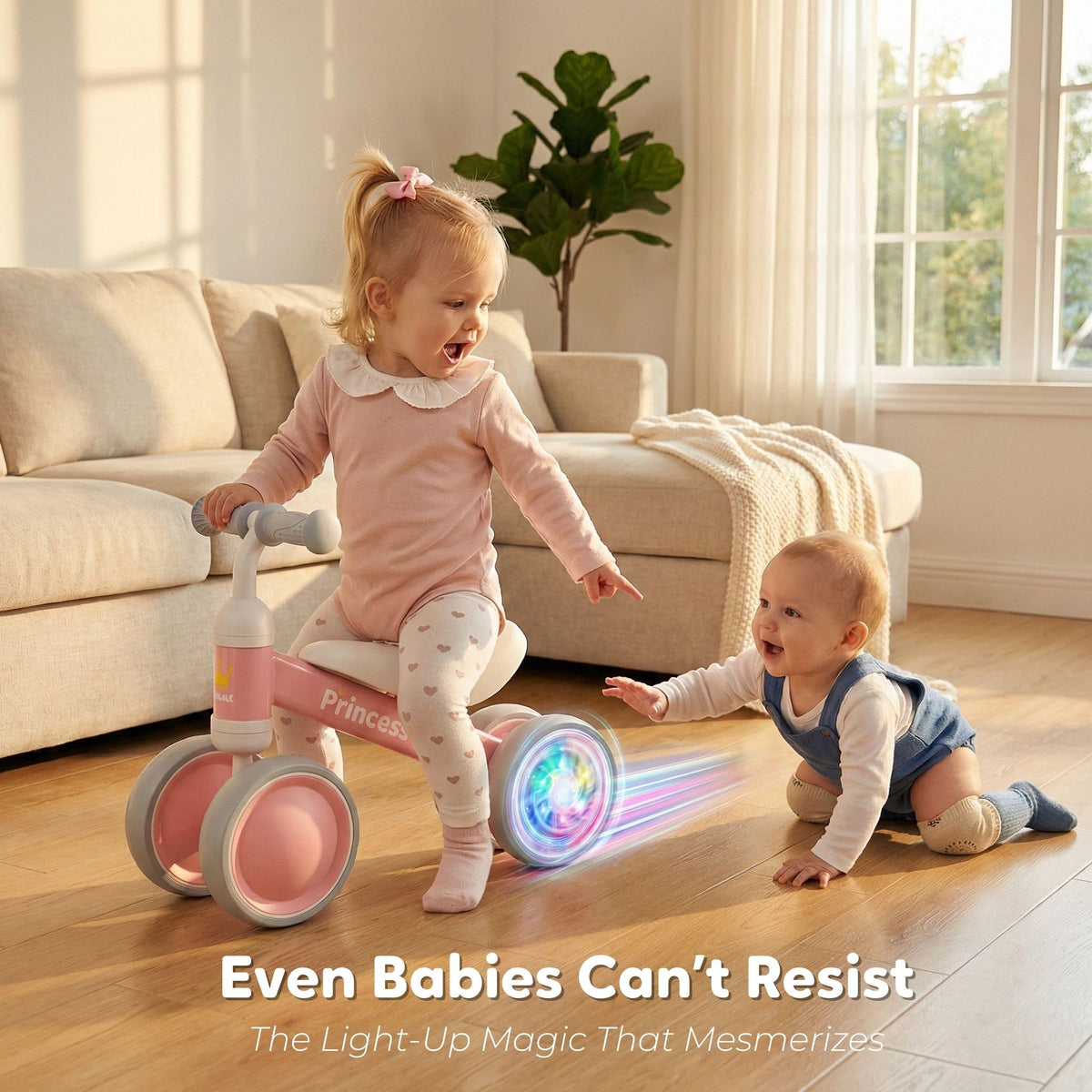 Pink Balance Bike with LED Light Up Wheels C47966