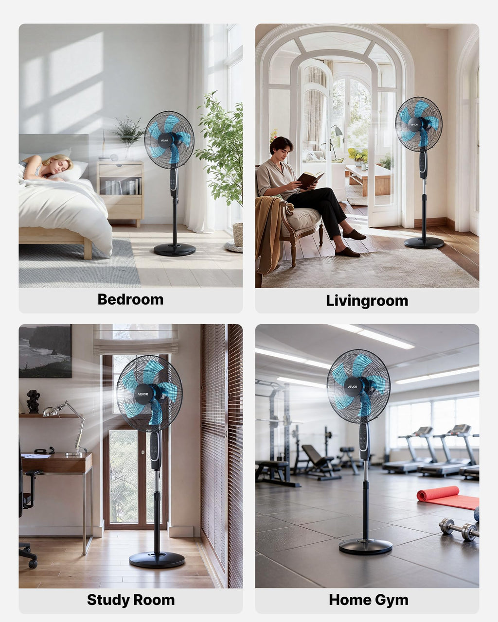 18-Inch Pedestal Fan with Remote Control, 9 Speeds, Oscillating, Black I57164