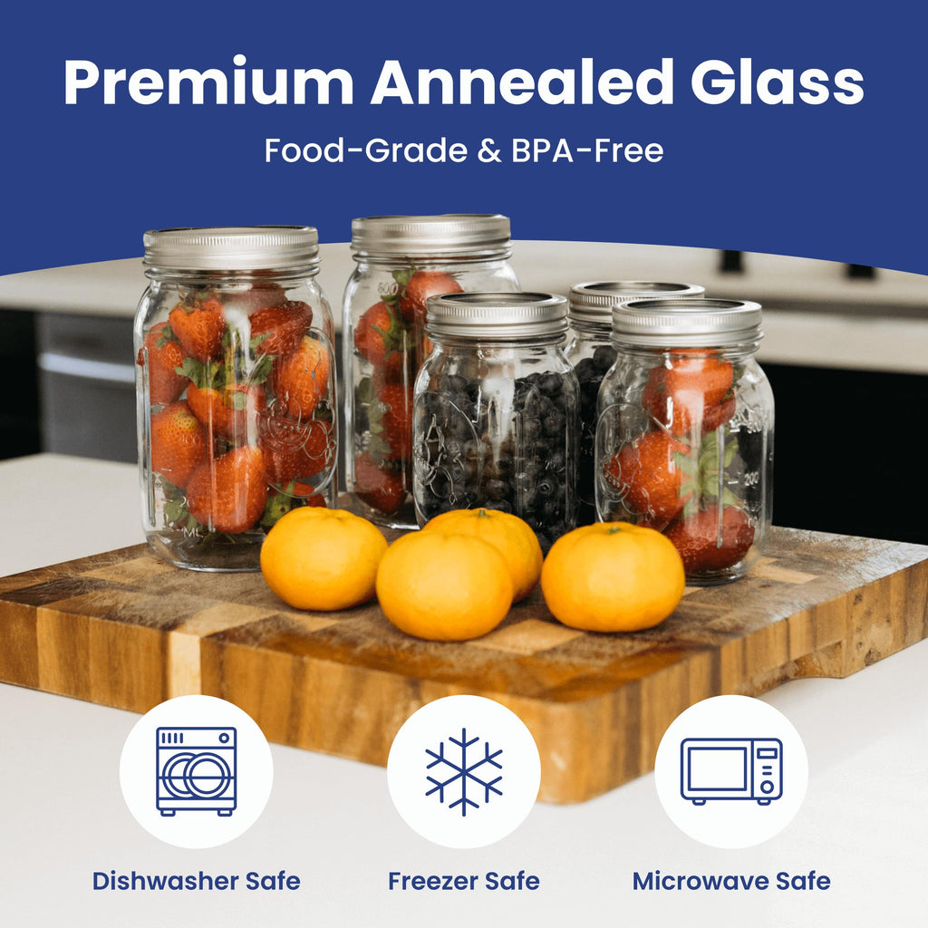 16oz Clear Glass Mason Jars with Lids 12-Pack Q513
