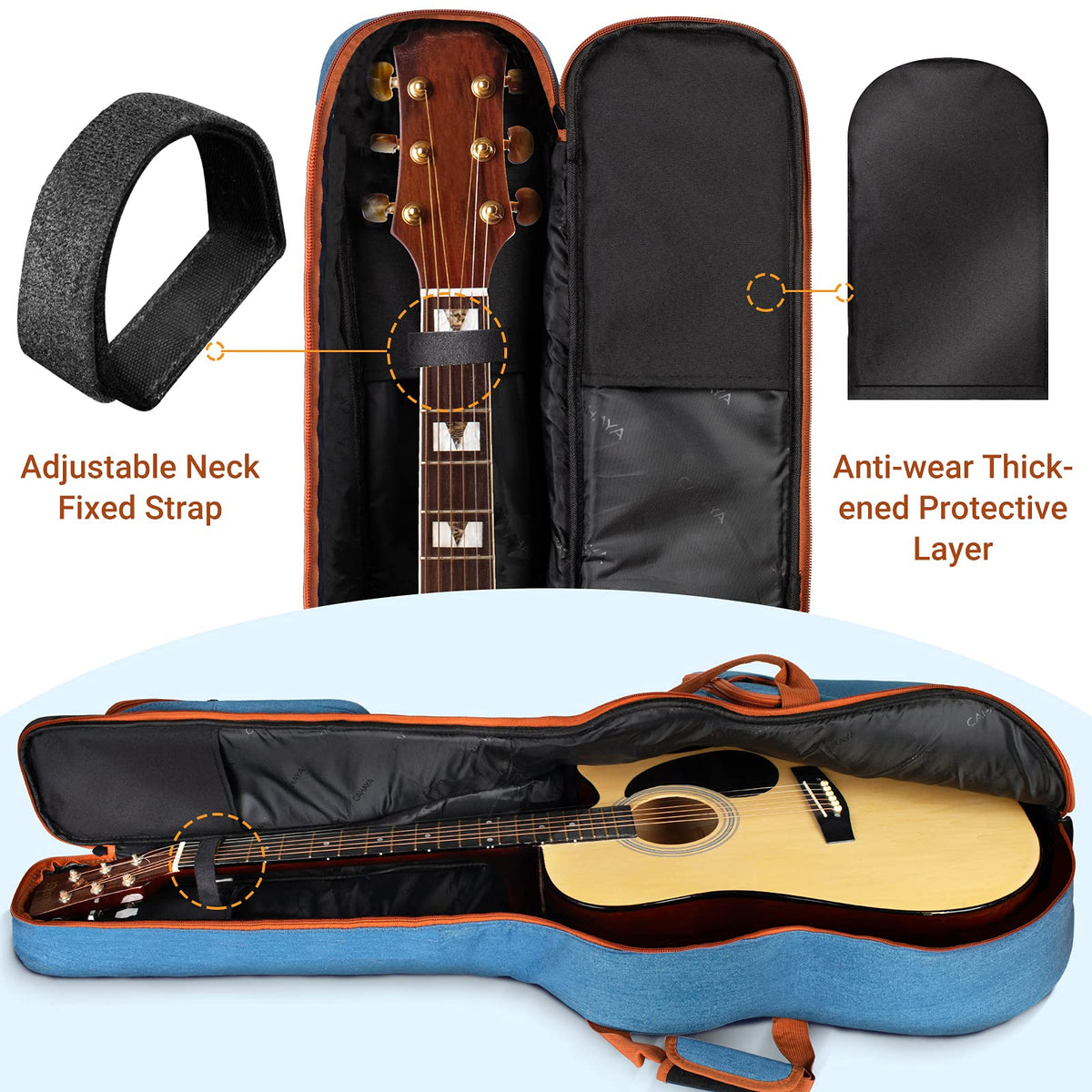0.35inch Padded Soft Denim Guitar Gig Bag with Storage Pockets I7392
