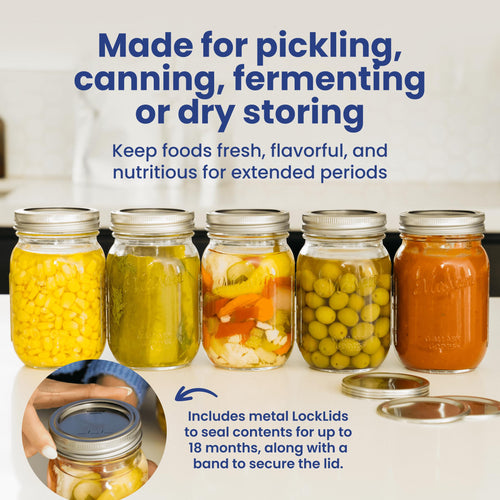 16oz Clear Glass Mason Jars with Lids 12-Pack Q513