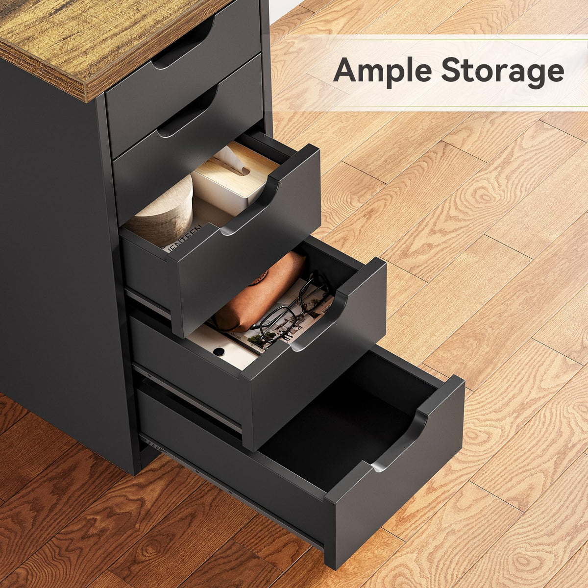 47 Inch Computer Desk with 5 Drawers Metal Frame Q23468