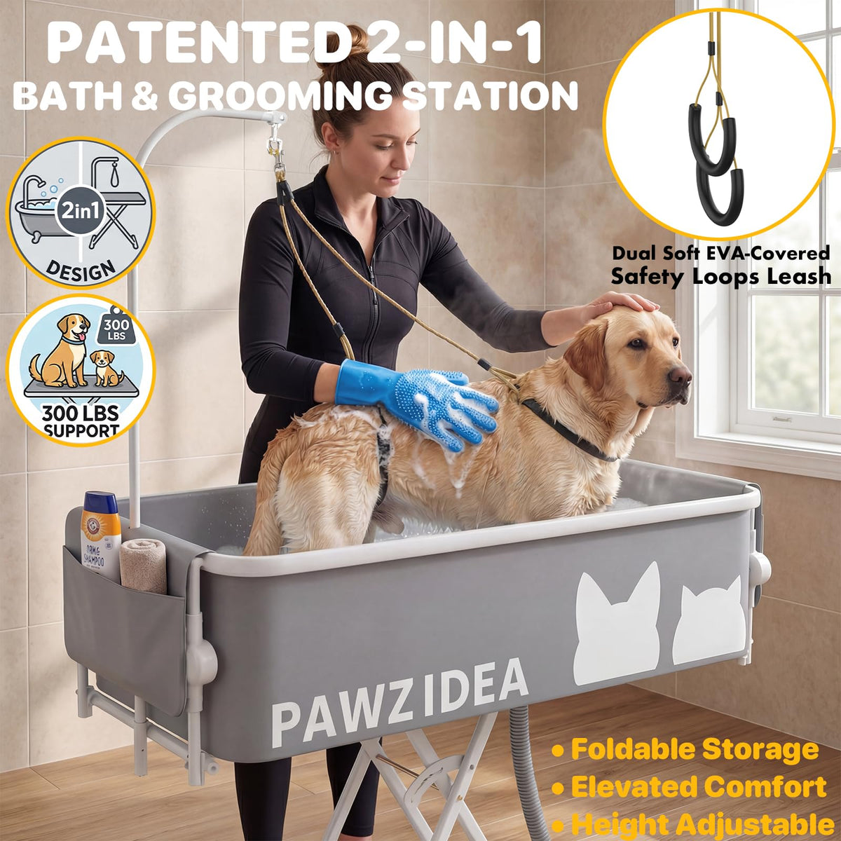 2-in-1 Dog Bathtub & Grooming Table Y39687