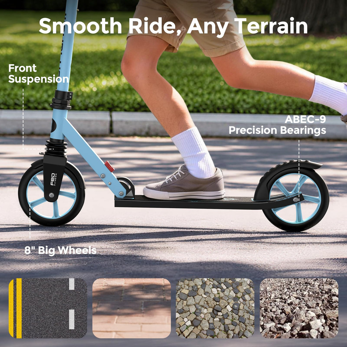 Kick Scooter with 8 Big Wheels W333663