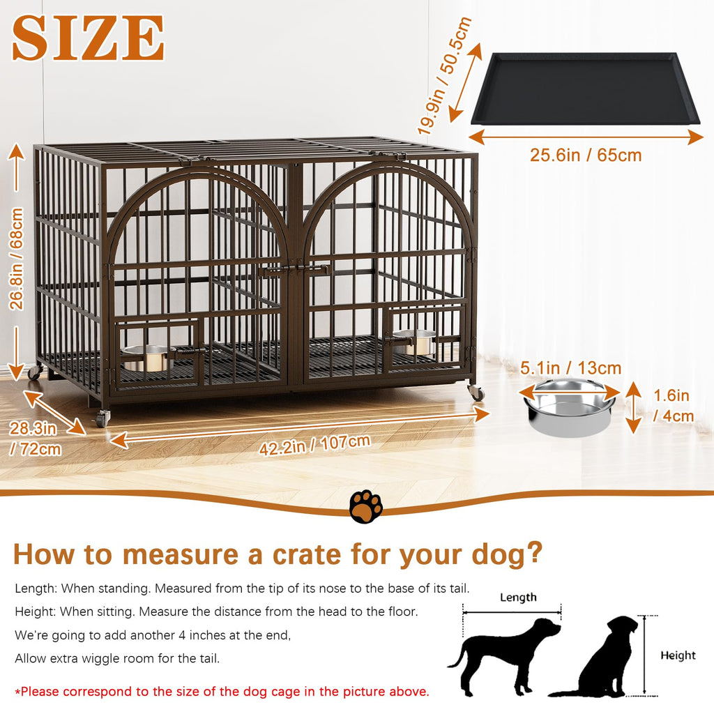 42" Heavy Duty Metal Dog Crate with Divider N76074