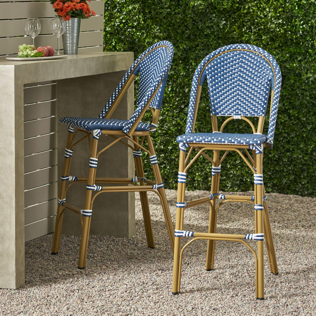 29.5" PE Rattan Bar Stool Set of 2 J93395