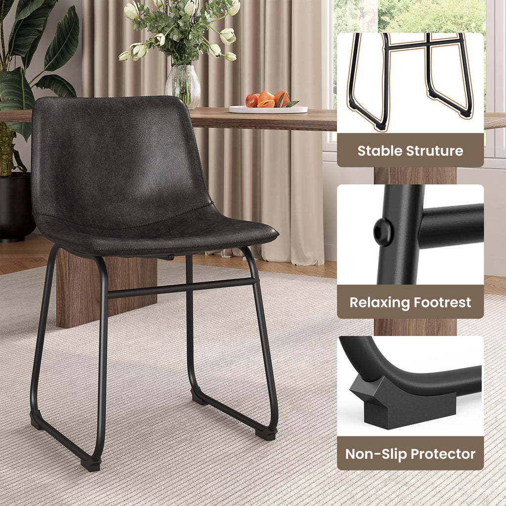 Black PU Leather Dining Chairs Set of 6 X4875