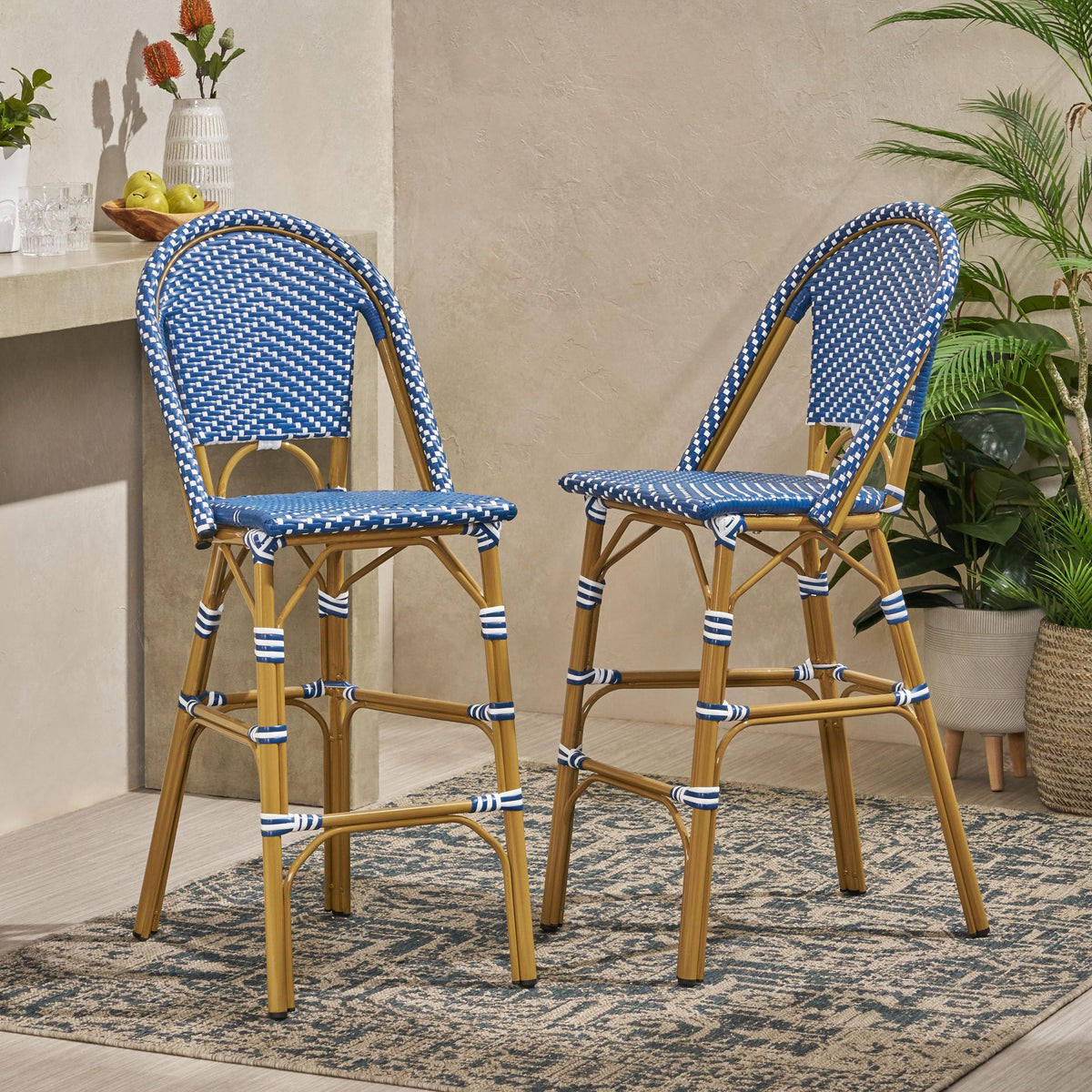 29.5" PE Rattan Bar Stool Set of 2 J93395