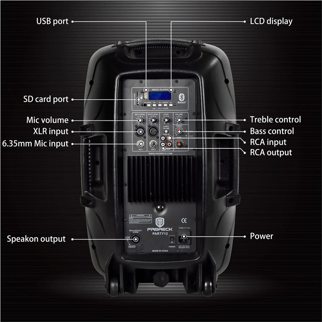 12-Inch 1800W 2-Way Powered PA Speaker System Combo Set with Speaker Stands I48643