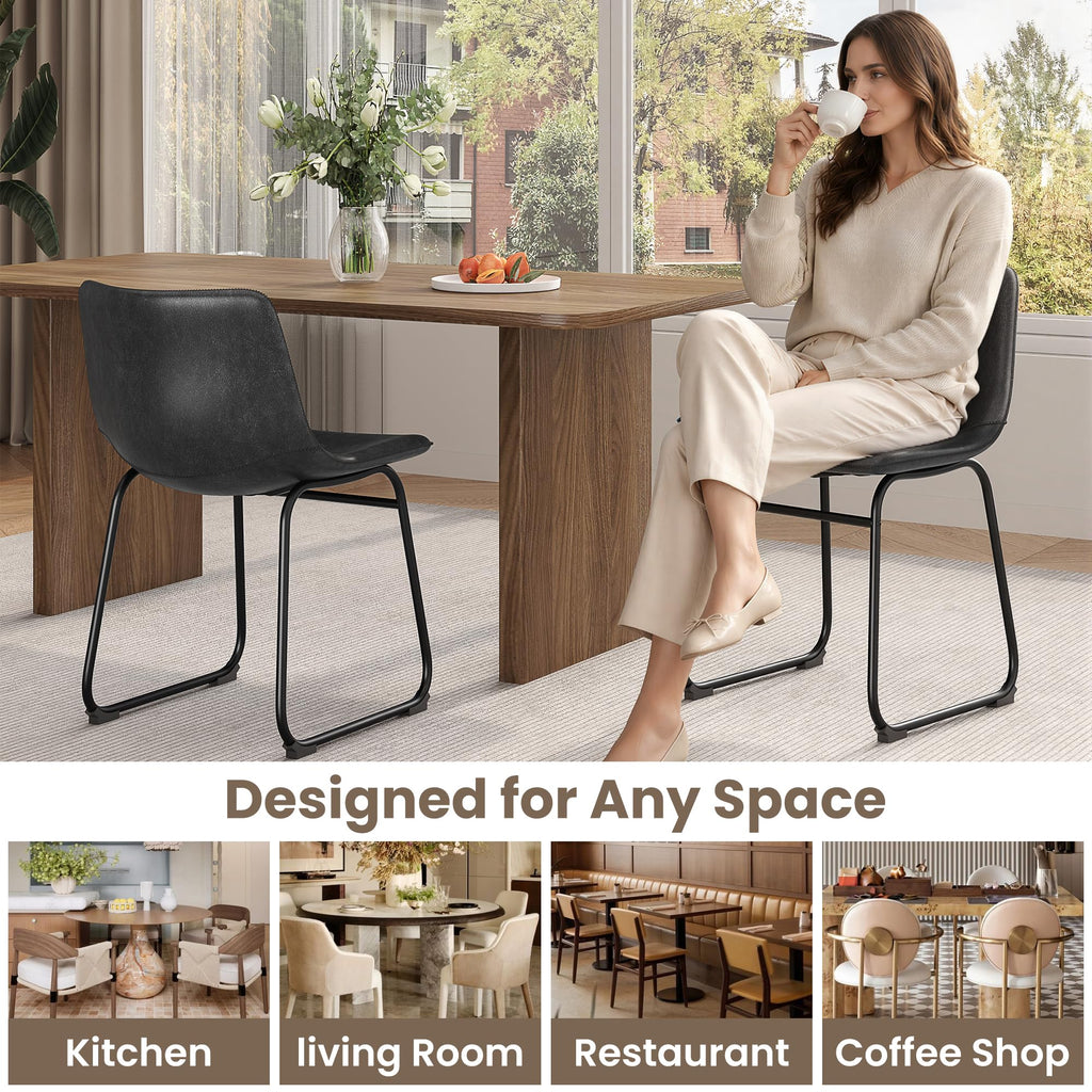 Black PU Leather Dining Chairs Set of 6 X4875