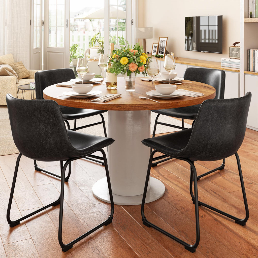Black PU Leather Dining Chairs Set of 6 X4875