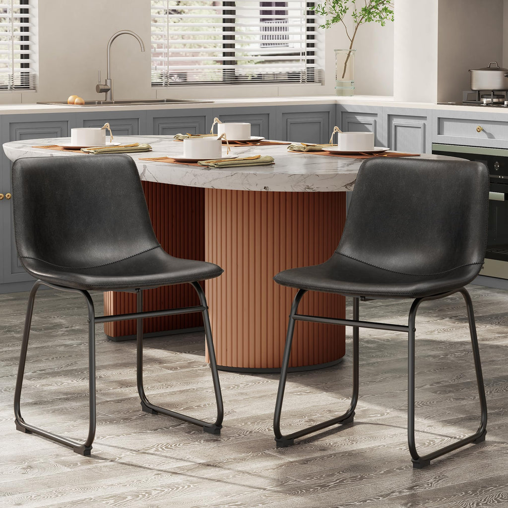 Black PU Leather Dining Chairs Set of 6 X4875