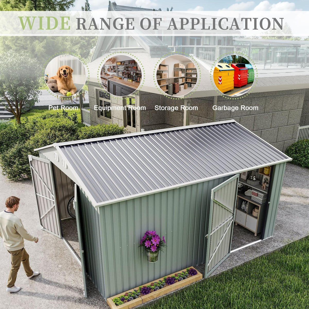 10x12 FT White Metal Storage Shed U96961