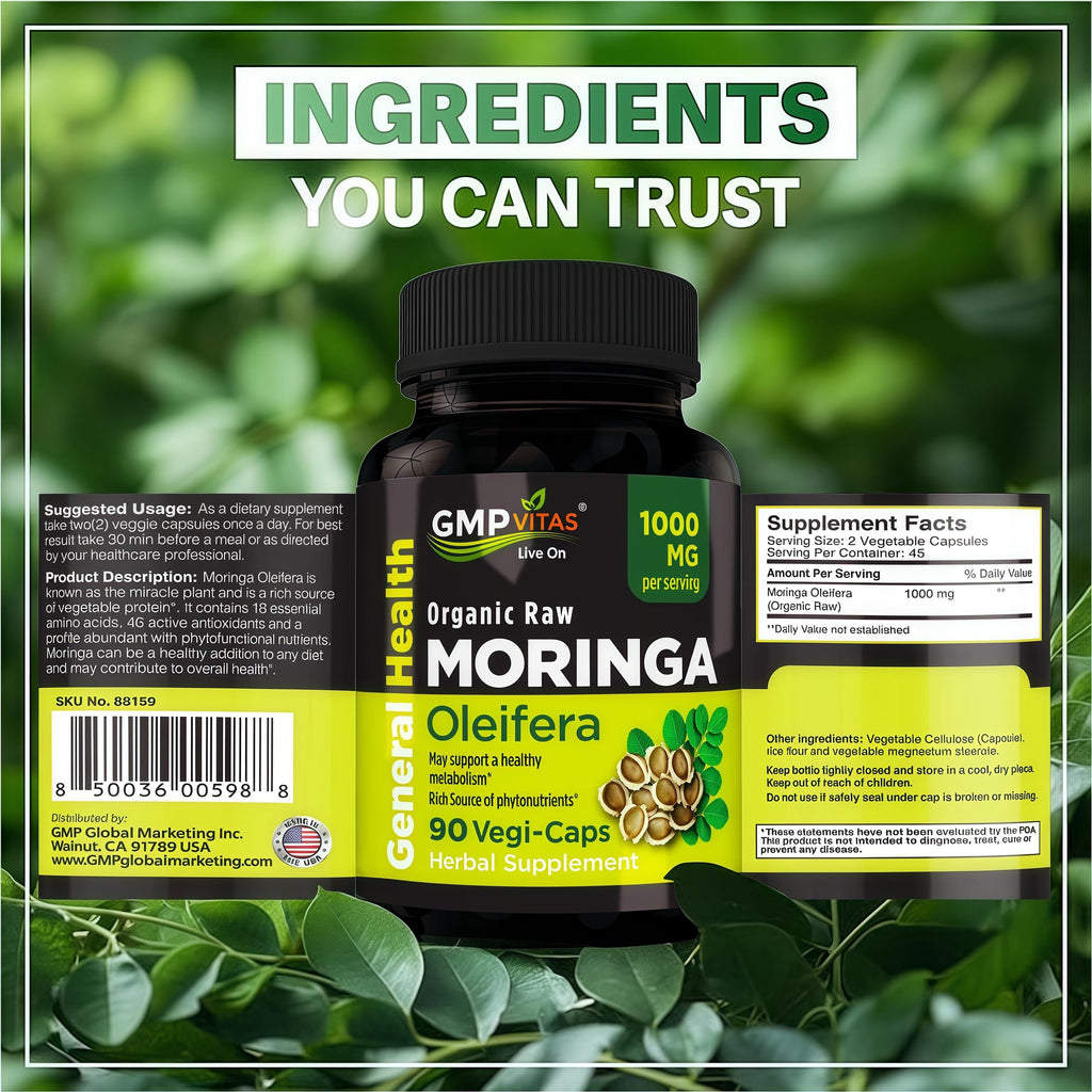 Organic Moringa Capsules 1000mg V7458